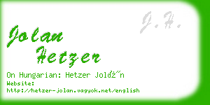 jolan hetzer business card